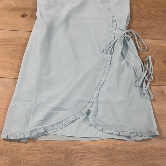 Naked Zebra Light Blue Ruffle Wrap Tank Dress NWT - Picture 3 of 13
